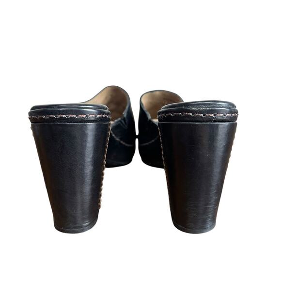 Cole Haan Country Women’s Black Leather Open Toe Chunky High Heel Mule Size 7 - Picture 5 of 10